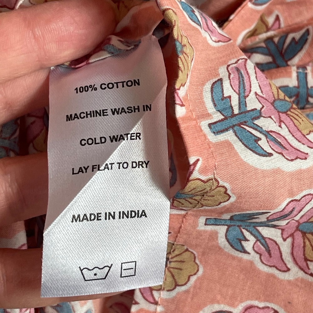 Marea Floral Block Print Dress Womens Small Pink Coastal Boho Smocked Mini NWOT - Picture 6 of 8